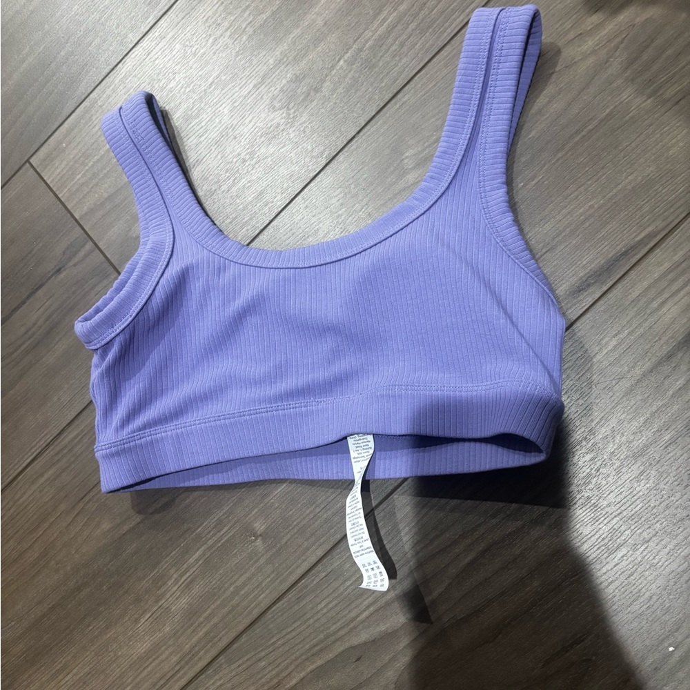 Purple Ribbed Sports Bra - Picture 2 of 4